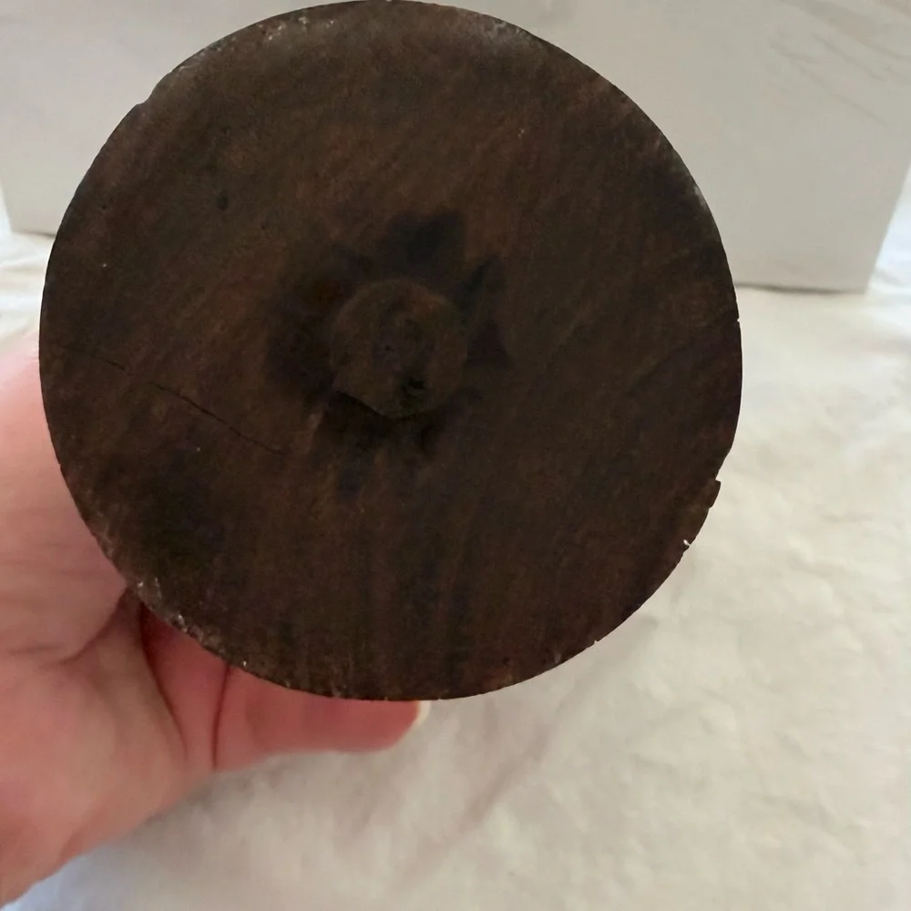Elegant Brown wood carved Decorative Vase 5.4” high